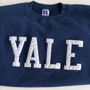 Vintage Russell Athletic Dark Blue YALE Crewneck Sweater XL